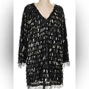 Zara Black Sequin Fringe Dress